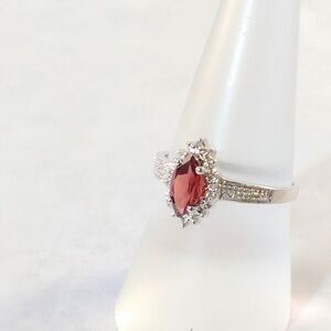 Garnet Marquise Ring Sterling Silver Size 7